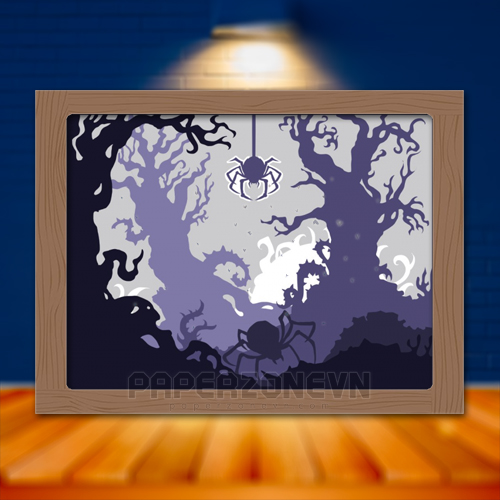 Lightbox (Papercut) Ghost Spider Forest – Transform Your Space into a Mysterious and Chilling Nature Scene