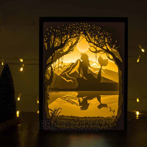 Explore the Ocean Kingdom with the Lightbox (Papercut) Mermaid – The Magical Light of the Deep Sea